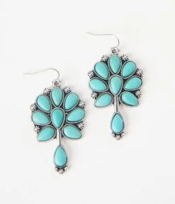 Turquoise Western Statement Necklace & Earrings Set -New Dress Store turquoise western statement necklace earrings set 822964