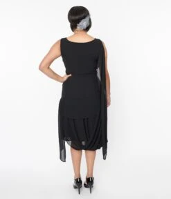 Unique Vintage 1920s Black Draped Flapper Dress 5 Unique Vintage 1920s Black Draped Flapper Dress -New Dress Store unique vintage 1920s black draped flapper dress 303727