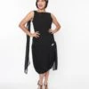 Unique Vintage 1920s Black Draped Flapper Dress