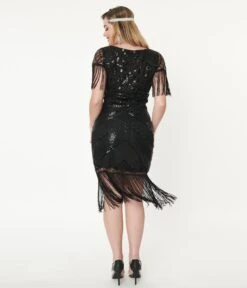 Unique Vintage 1920s Black Sequin Sleeved Laure Flapper Dress 7 Unique Vintage 1920s Black Sequin Sleeved Laure Flapper Dress -New Dress Store unique vintage 1920s black sequin sleeved laure flapper dress 517834