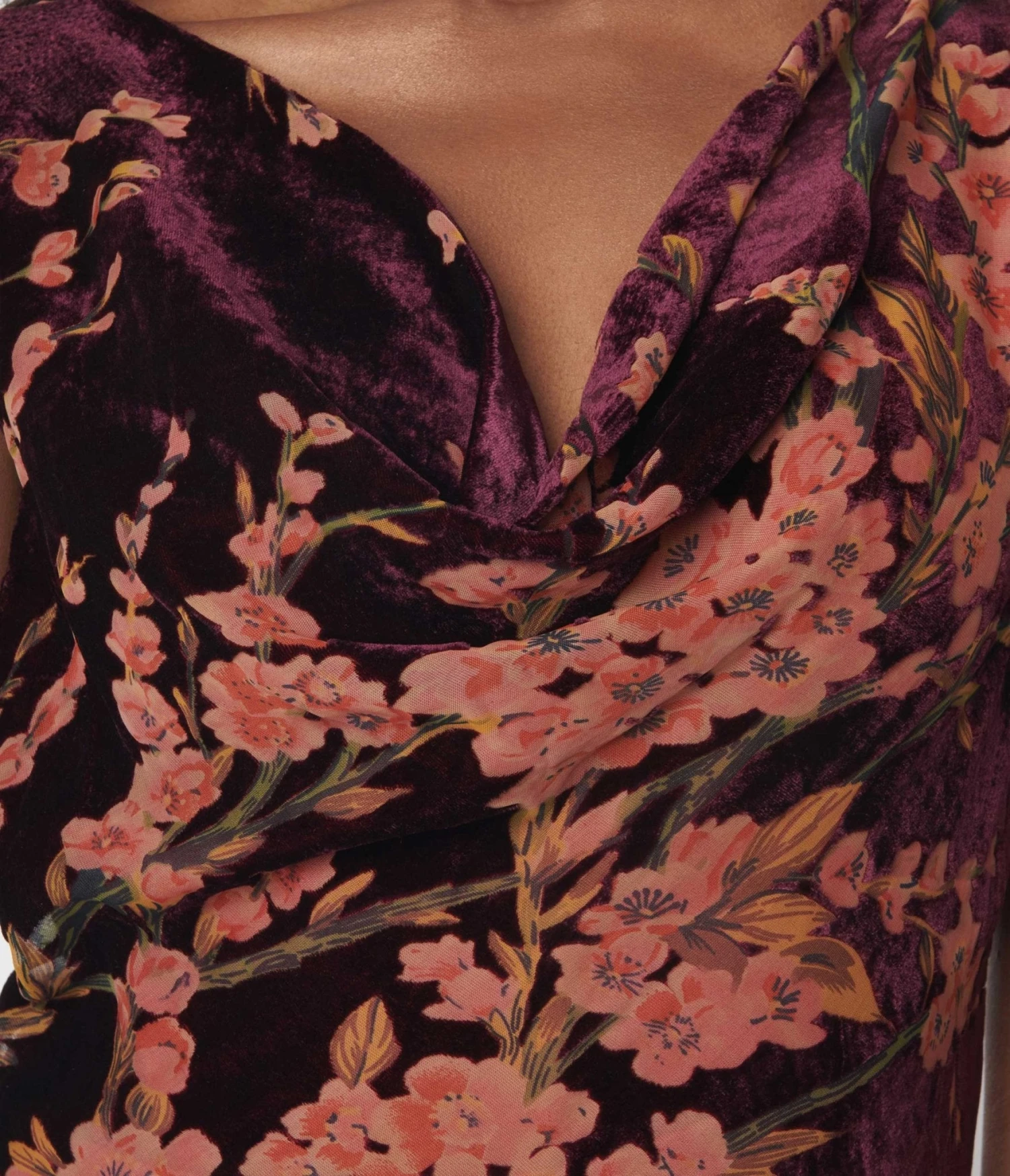 Unique Vintage 1920s Burgundy Velvet Floral Burnout Hemingway Flapper Dress 2 Unique Vintage 1920s Burgundy Velvet Floral Burnout Hemingway Flapper Dress - Image 2