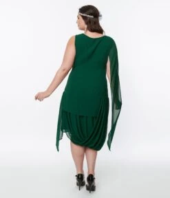 Unique Vintage 1920s Emerald Green Draped Flapper Dress -New Dress Store unique vintage 1920s emerald green draped flapper dress 269844