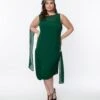 Unique Vintage 1920s Emerald Green Draped Flapper Dress