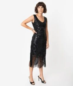 Unique Vintage 1920s Style Black Beaded & Sequin Adalene Cocktail Flapper Dress 7 Unique Vintage 1920s Style Black Beaded & Sequin Adalene Cocktail Flapper Dress -New Dress Store unique vintage 1920s style black beaded sequin adalene cocktail flapper dress 438217