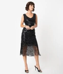 Unique Vintage 1920s Style Black Beaded & Sequin Adalene Cocktail Flapper Dress 8 Unique Vintage 1920s Style Black Beaded & Sequin Adalene Cocktail Flapper Dress -New Dress Store unique vintage 1920s style black beaded sequin adalene cocktail flapper dress 958064