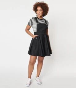 Unique Vintage 1950s Black Denim Brionne Pinafore Skirt 7 Unique Vintage 1950s Black Denim Brionne Pinafore Skirt -New Dress Store unique vintage 1950s black denim brionne pinafore skirt 492813