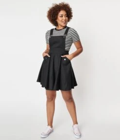 Unique Vintage 1950s Black Denim Brionne Pinafore Skirt 8 Unique Vintage 1950s Black Denim Brionne Pinafore Skirt -New Dress Store unique vintage 1950s black denim brionne pinafore skirt 683478