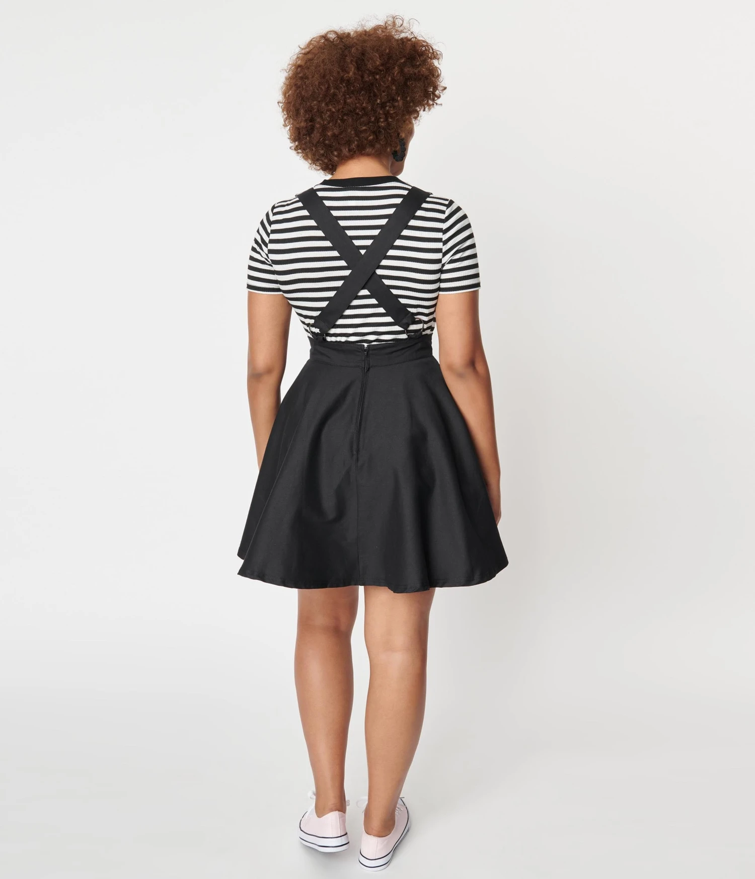 Unique Vintage 1950s Black Denim Brionne Pinafore Skirt 2 Unique Vintage 1950s Black Denim Brionne Pinafore Skirt - Image 2