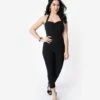 Unique Vintage 1950s Black Halter Marcel Jumpsuit