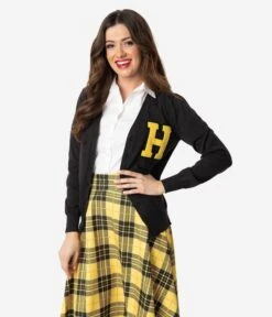 Unique Vintage 1950s Black & Yellow Hannah Letterman Cardigan 7 Unique Vintage 1950s Black & Yellow Hannah Letterman Cardigan -New Dress Store unique vintage 1950s black yellow hannah letterman cardigan 264115