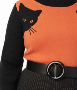 Unique Vintage 1950s Burnt Orange & Black Cat Sleeve Minou Sweater -New Dress Store unique vintage 1950s burnt orange black cat sleeve minou sweater 702405