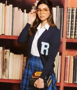 Unique Vintage 1950s Navy & Light Blue Myrtle Letterman Cardigan 8 Unique Vintage 1950s Navy & Light Blue Myrtle Letterman Cardigan -New Dress Store unique vintage 1950s navy light blue myrtle letterman cardigan 559603