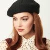 Unique Vintage Black Basketweave Adieu Beret