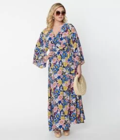 Unique Vintage Black & Blue Floral Wrap Maxi Dress 9 Unique Vintage Black & Blue Floral Wrap Maxi Dress -New Dress Store unique vintage black blue floral wrap maxi dress 467844