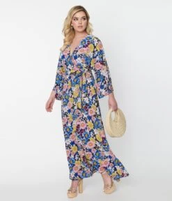 Unique Vintage Black & Blue Floral Wrap Maxi Dress 10 Unique Vintage Black & Blue Floral Wrap Maxi Dress -New Dress Store unique vintage black blue floral wrap maxi dress 554414