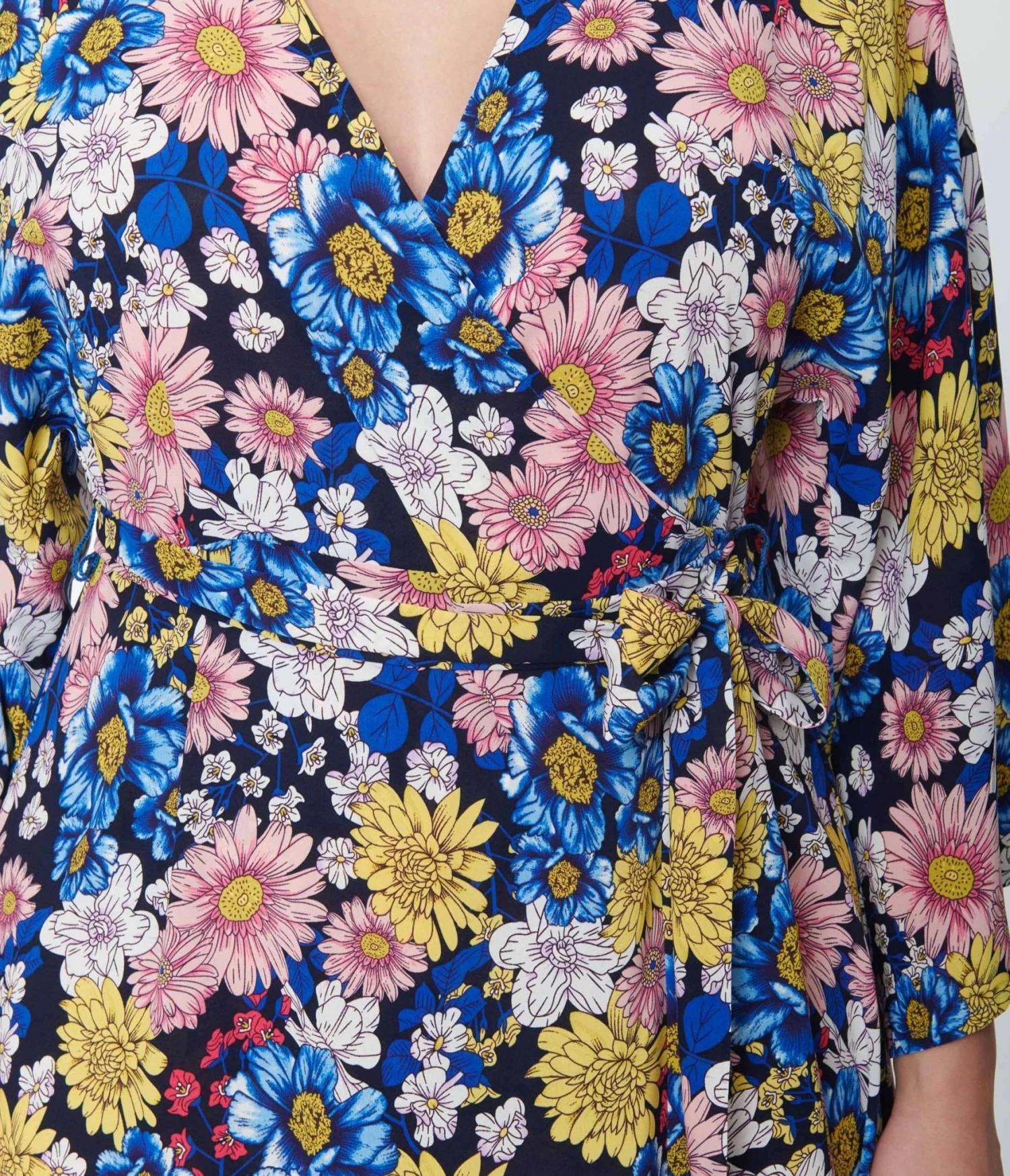 Unique Vintage Black & Blue Floral Wrap Maxi Dress 2 Unique Vintage Black & Blue Floral Wrap Maxi Dress - Image 2