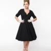 Unique Vintage Black Delores Swing Dress With Sleeves