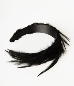 Unique Vintage Black Feather Headband