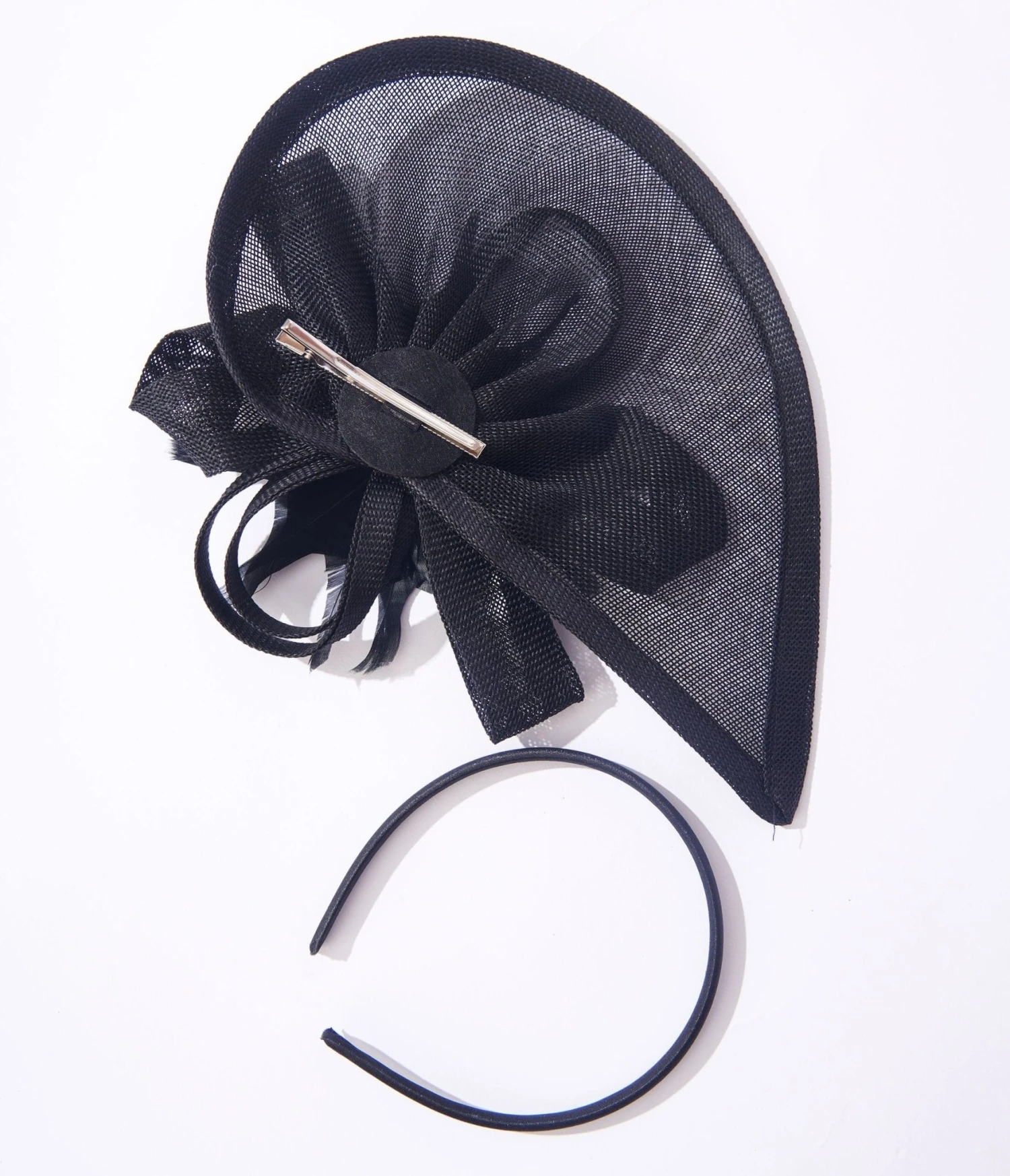 Unique Vintage Black Feather Veil Fascinator 2 Unique Vintage Black Feather Veil Fascinator - Image 2