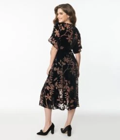 Unique Vintage Black Floral Velvet Wrap Midi Dress 8 Unique Vintage Black Floral Velvet Wrap Midi Dress -New Dress Store unique vintage black floral velvet wrap midi dress 468850