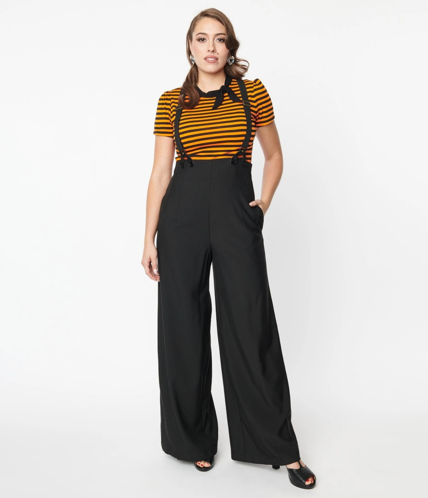 Unique Vintage Black High Waist Suspender Pants 5 Unique Vintage Black High Waist Suspender Pants - Image 5