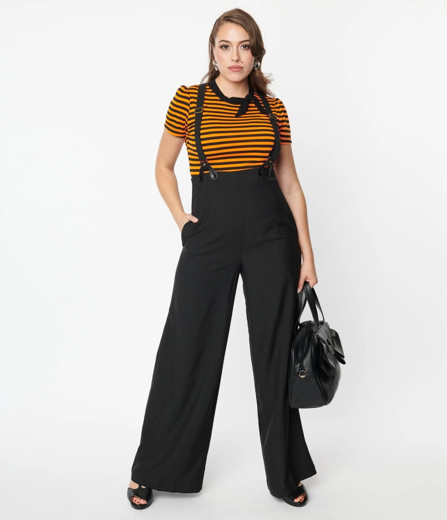 Unique Vintage Black High Waist Suspender Pants 3 Unique Vintage Black High Waist Suspender Pants - Image 3