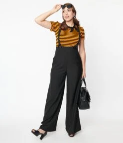 Unique Vintage Black High Waist Suspender Pants 8 Unique Vintage Black High Waist Suspender Pants -New Dress Store unique vintage black high waist suspender pants 723049