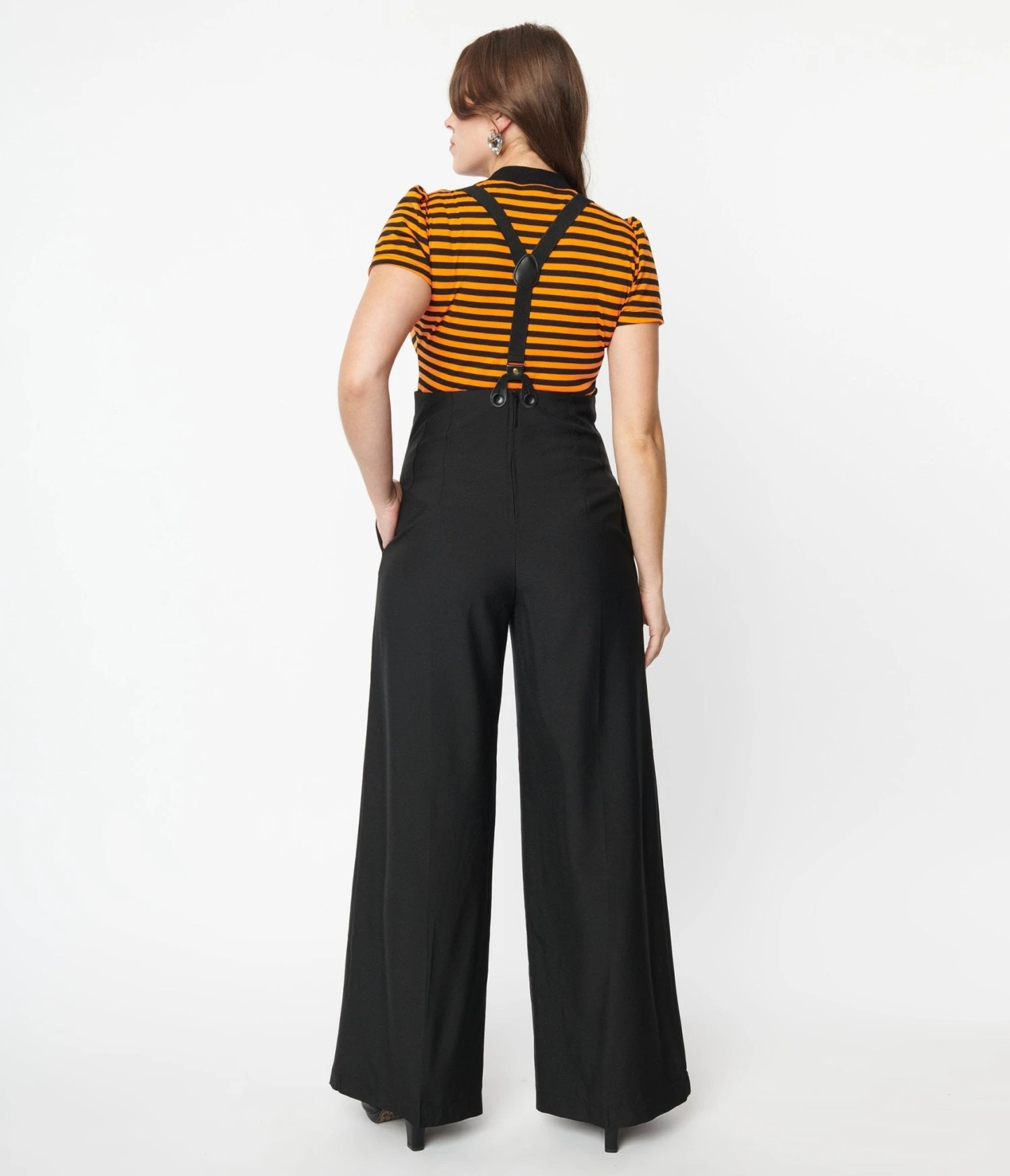 Unique Vintage Black High Waist Suspender Pants 2 Unique Vintage Black High Waist Suspender Pants - Image 2