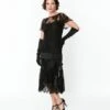 Unique Vintage Black Lace & Bow Flapper Dress