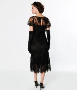 Unique Vintage Black Lace & Bow Flapper Dress 5 Unique Vintage Black Lace & Bow Flapper Dress -New Dress Store unique vintage black lace bow flapper dress 212118