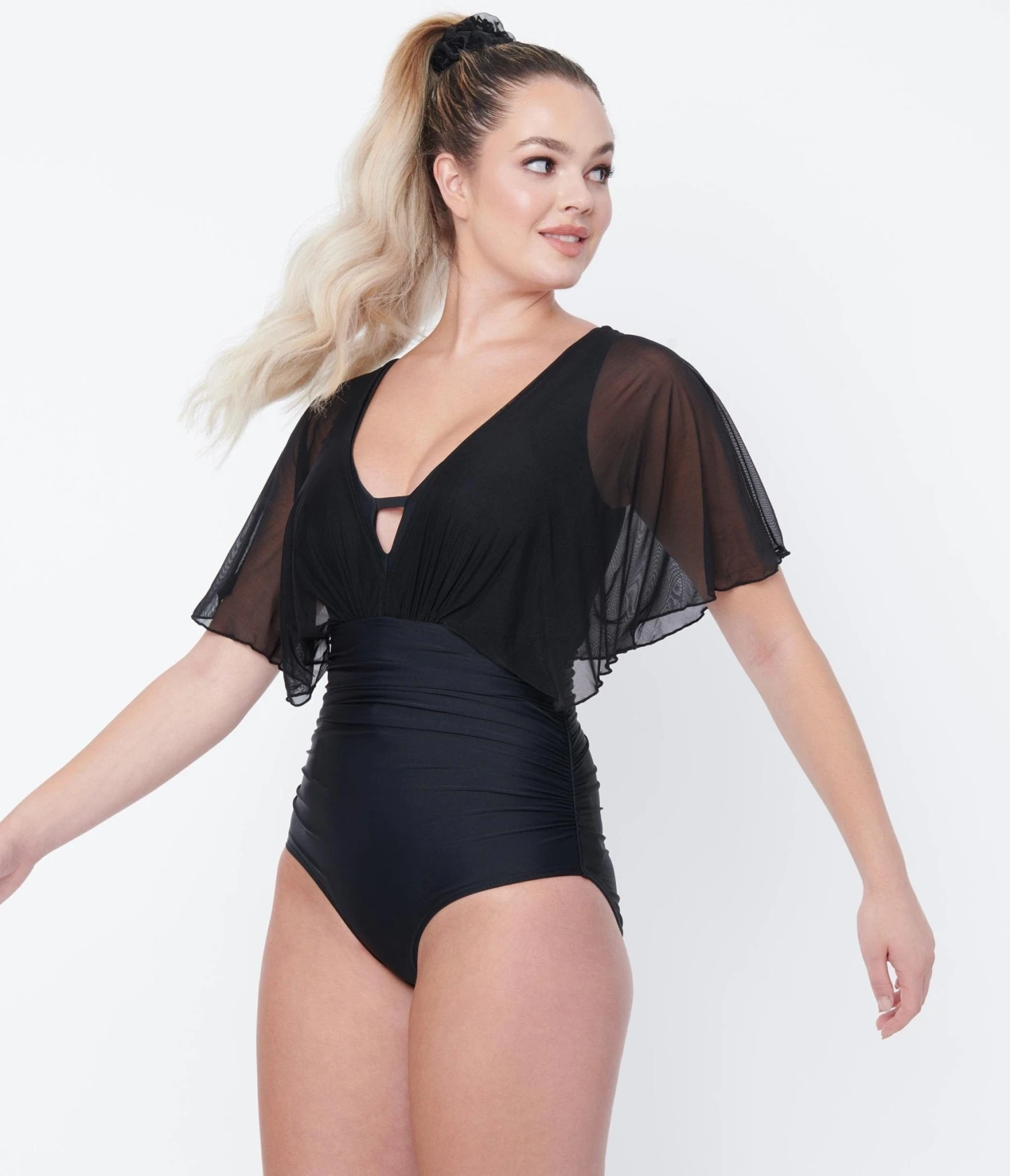 Unique Vintage Black Mesh Sleeved Torrey Swimsuit 3 Unique Vintage Black Mesh Sleeved Torrey Swimsuit - Image 3
