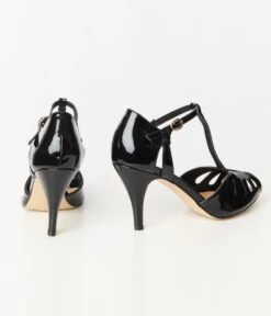 Unique Vintage Black Patent Leatherette Peep Toe T-Strap Everly Pumps 8 Unique Vintage Black Patent Leatherette Peep Toe T-Strap Everly Pumps -New Dress Store unique vintage black patent leatherette peep toe t strap everly pumps 739409