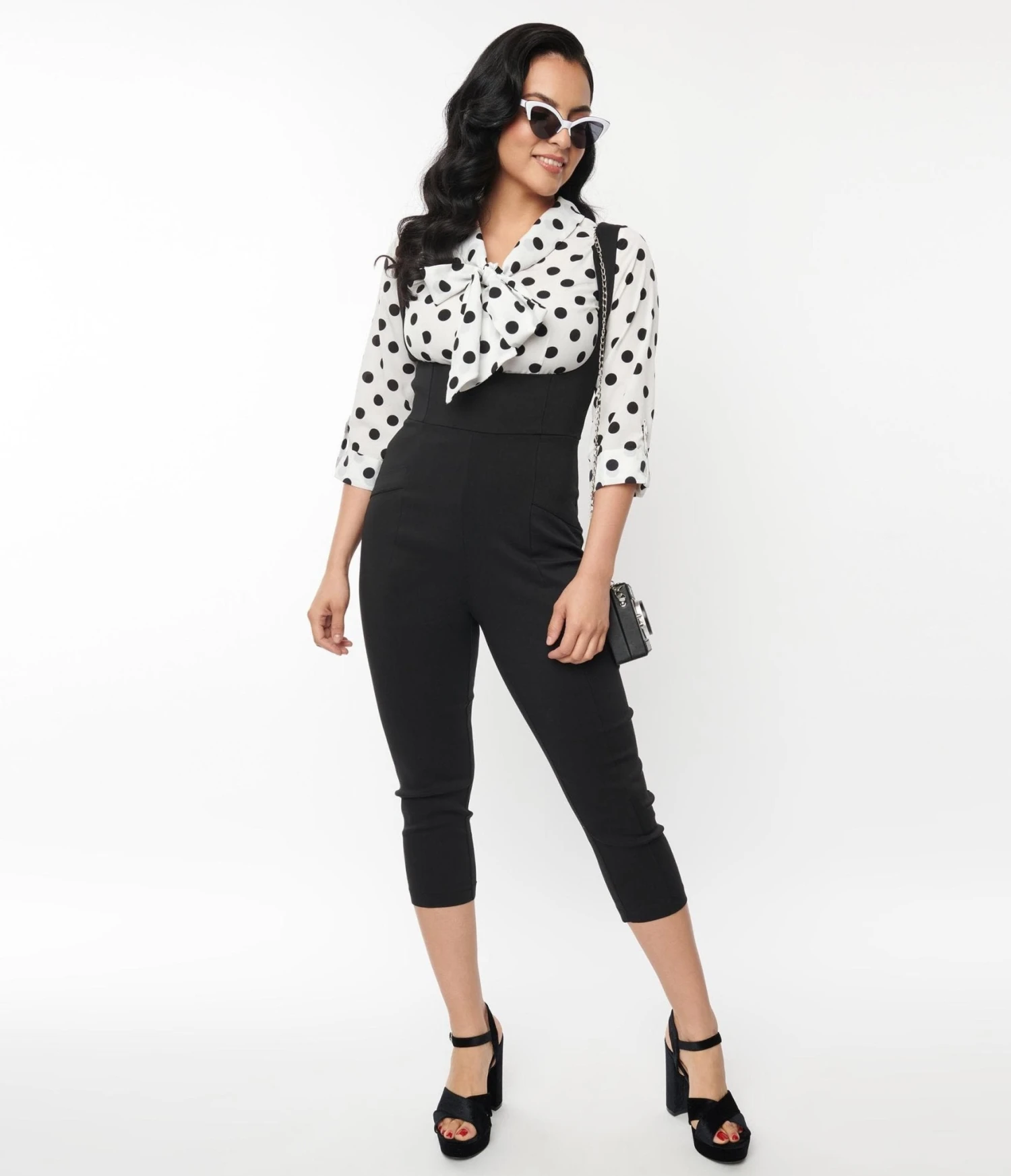 Unique Vintage Black Pinafore Capris 3 Unique Vintage Black Pinafore Capris - Image 3