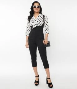 Unique Vintage Black Pinafore Capris