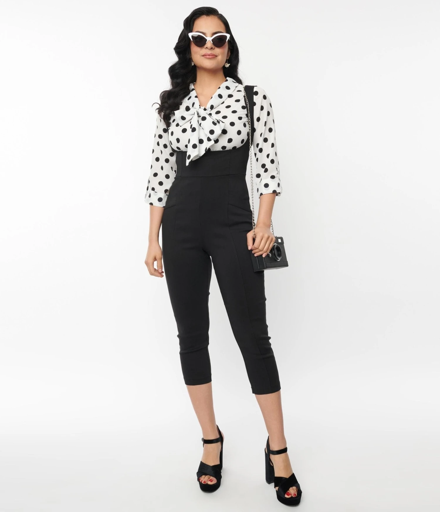 Unique Vintage Black Pinafore Capris 1 Unique Vintage Black Pinafore Capris