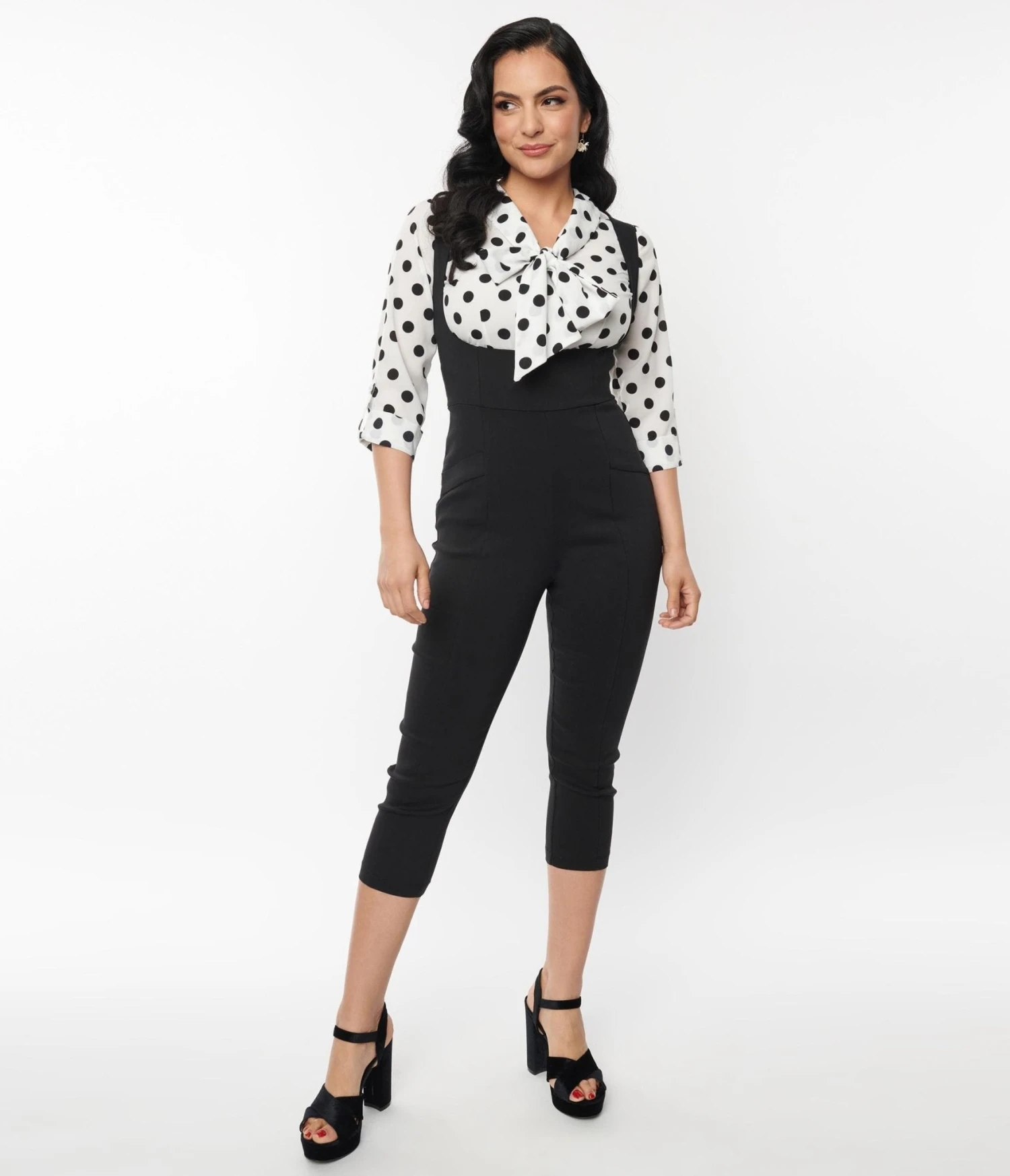 Unique Vintage Black Pinafore Capris 4 Unique Vintage Black Pinafore Capris - Image 4