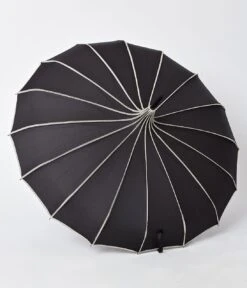 Unique Vintage Black & Polka Dot Tan Princess Pagoda Umbrella 6 Unique Vintage Black & Polka Dot Tan Princess Pagoda Umbrella -New Dress Store unique vintage black polka dot tan princess pagoda umbrella 238749