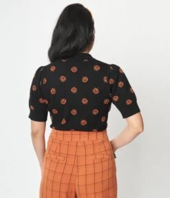 Unique Vintage Black Pumpkin Dot Prim & Pretty Sweater 8 Unique Vintage Black Pumpkin Dot Prim & Pretty Sweater -New Dress Store unique vintage black pumpkin dot prim pretty sweater 308479