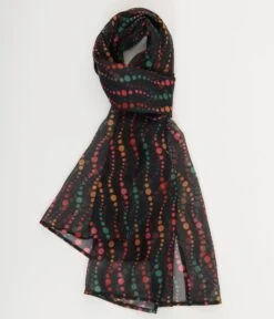 Unique Vintage Black & Rainbow Dots Print Long Hair Scarf -New Dress Store unique vintage black rainbow dots print long hair scarf 688430