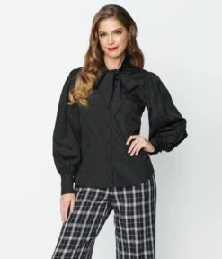 Unique Vintage Black Satin Polka Dot Gwen Blouse 10 Unique Vintage Black Satin Polka Dot Gwen Blouse -New Dress Store unique vintage black satin polka dot gwen blouse 611966