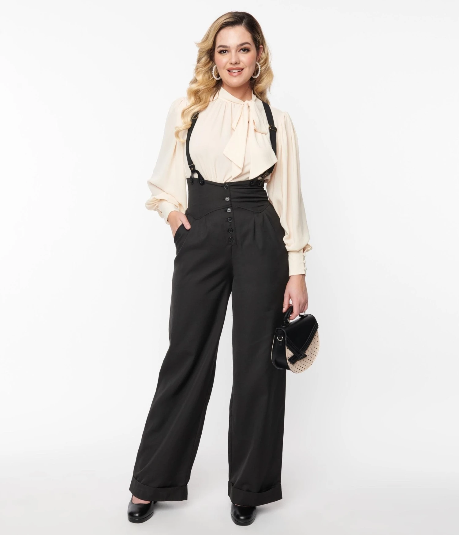 Unique Vintage Black Thelma Suspender Pants 1 Unique Vintage Black Thelma Suspender Pants