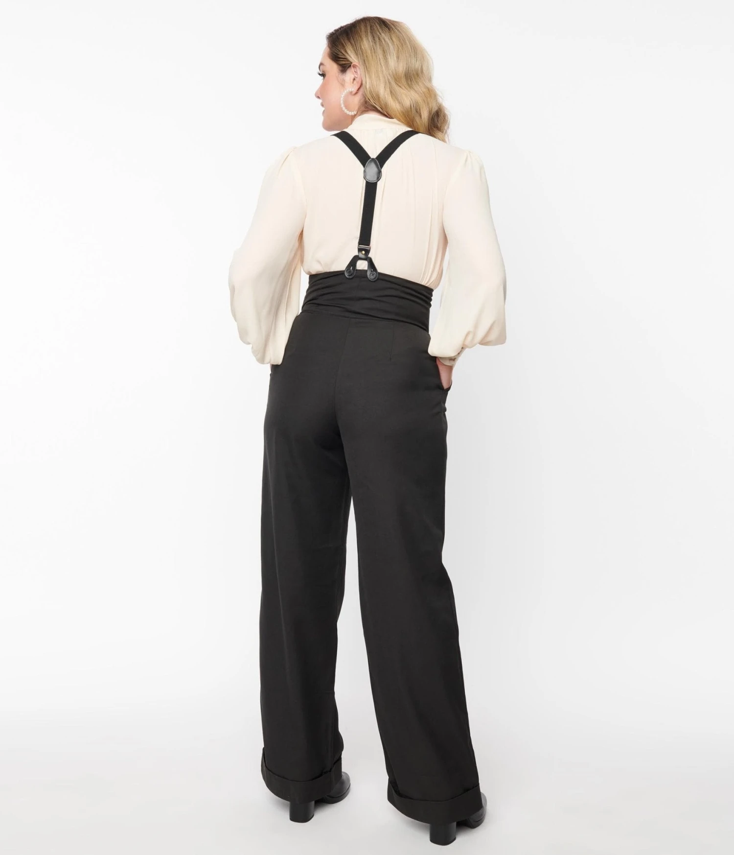 Unique Vintage Black Thelma Suspender Pants 2 Unique Vintage Black Thelma Suspender Pants - Image 2