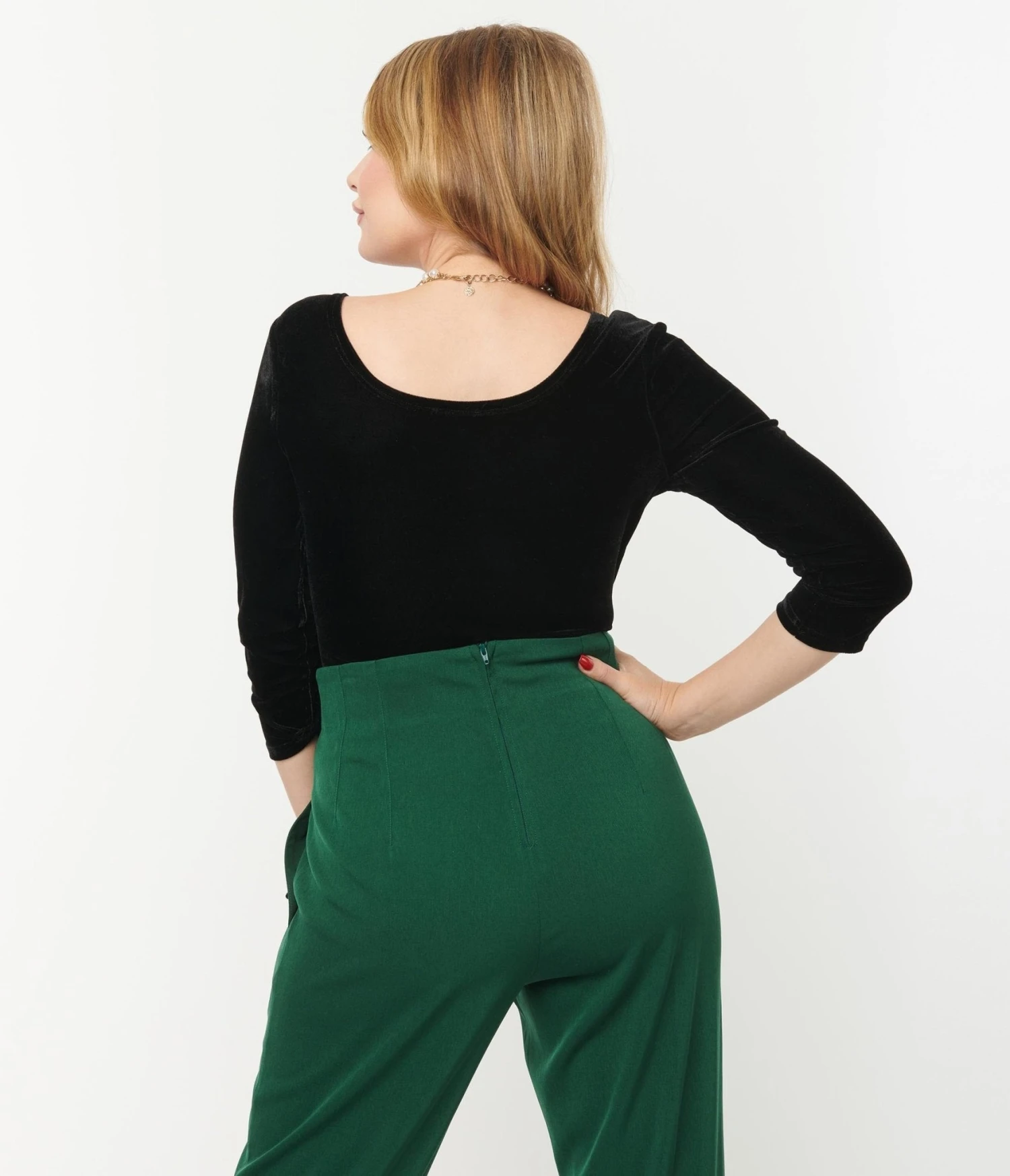 Unique Vintage Black Velvet Surplice Bodysuit 3 Unique Vintage Black Velvet Surplice Bodysuit - Image 3