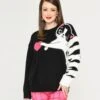 Unique Vintage Black & White Cat Long Sleeve Sweater