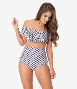 Unique Vintage Black & White Gingham High Waist Louise Swim Bottoms 9 Unique Vintage Black & White Gingham High Waist Louise Swim Bottoms -New Dress Store unique vintage black white gingham high waist louise swim bottoms 170971