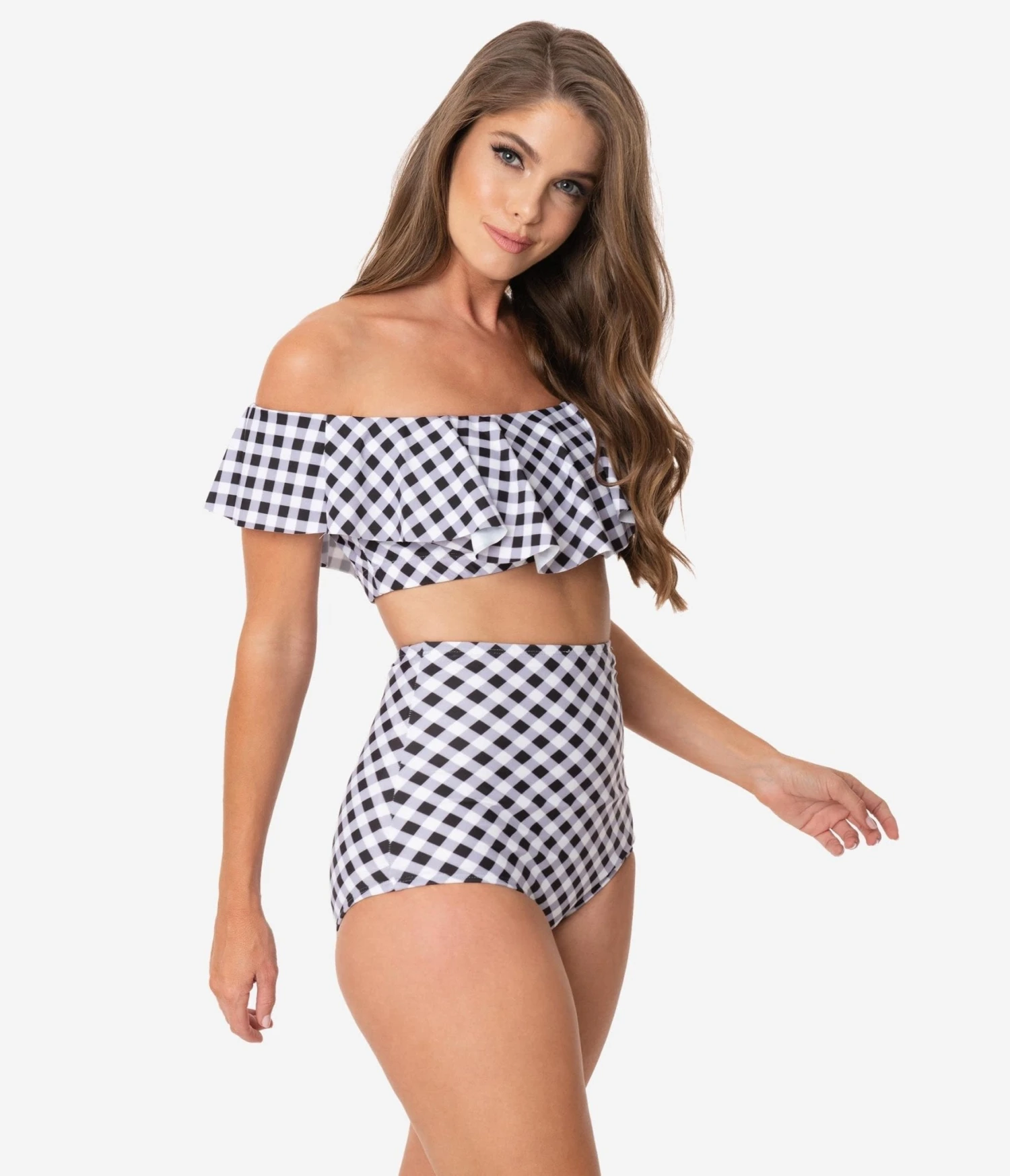 Unique Vintage Black & White Gingham High Waist Louise Swim Bottoms 4 Unique Vintage Black & White Gingham High Waist Louise Swim Bottoms - Image 4