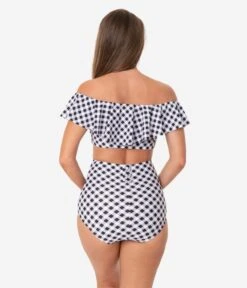 Unique Vintage Black & White Gingham High Waist Louise Swim Bottoms 7 Unique Vintage Black & White Gingham High Waist Louise Swim Bottoms -New Dress Store unique vintage black white gingham high waist louise swim bottoms 600298
