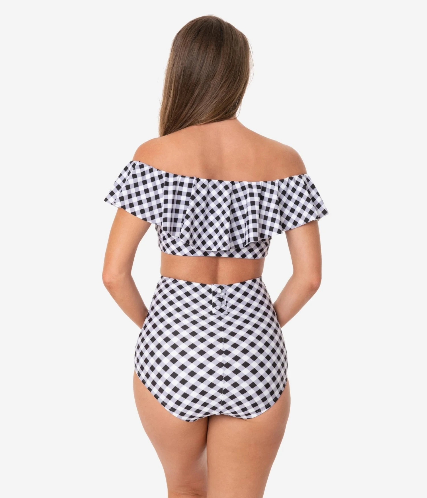 Unique Vintage Black & White Gingham High Waist Louise Swim Bottoms 3 Unique Vintage Black & White Gingham High Waist Louise Swim Bottoms - Image 3