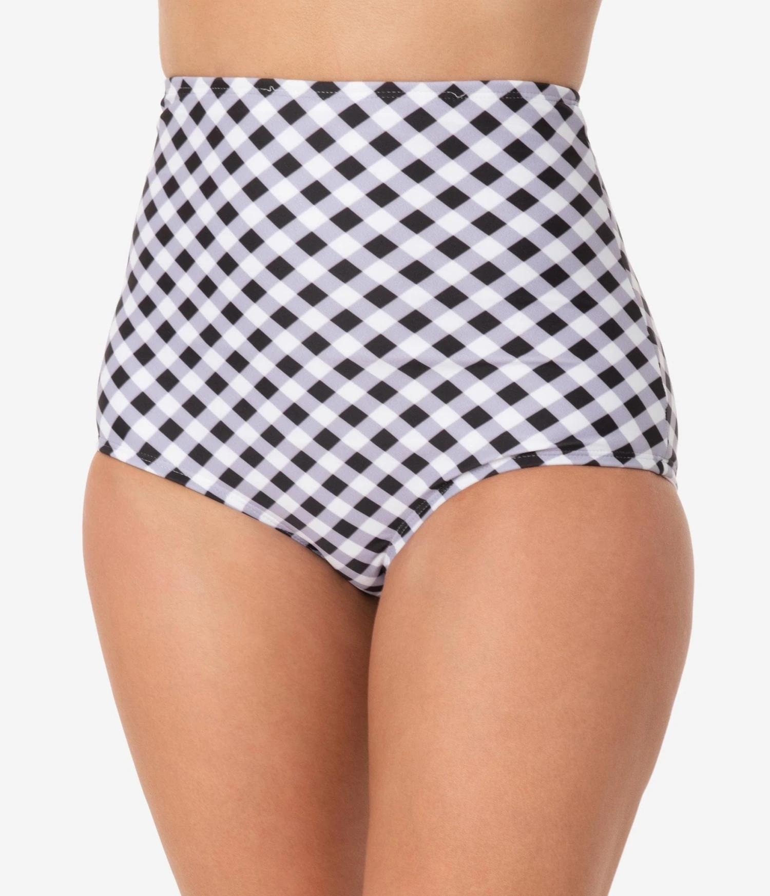 Unique Vintage Black & White Gingham High Waist Louise Swim Bottoms 2 Unique Vintage Black & White Gingham High Waist Louise Swim Bottoms - Image 2