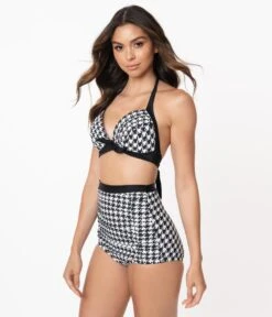 Unique Vintage Black & White Houndstooth Monroe High Waist Swim Bottom 9 Unique Vintage Black & White Houndstooth Monroe High Waist Swim Bottom -New Dress Store unique vintage black white houndstooth monroe high waist swim bottom 556019